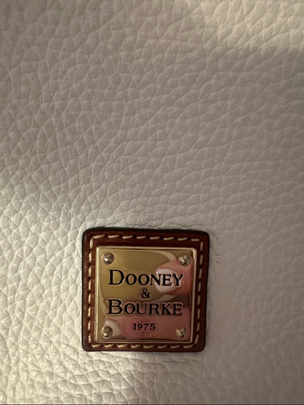 Dooney & Bourke East to West Sac White Leather Shoulder Bag with Brown Trim - Picture 12 of 12